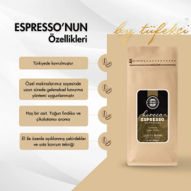 By Tüfekçi Espresso Horeca Çekirdek Kahve Yüksek Çekirdek Kalitesi 17/18 Elek Medium Roast 1000 gr