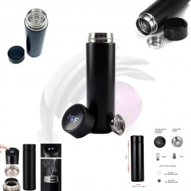 Siyah Dokunmatik Ekranlı Sıcaklık Göstergeli Demleme Üniteli Vakum Pedli Akıllı Termos 10 Saat Soğuk 12 Saat Sıcak Özellikli Çift Katmanlı Paslanmaz 304 Çelik 500 ml (BPA İÇERMEZ)