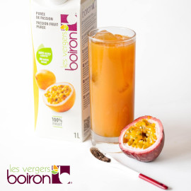 Les Vergers Boiron Passion Fruit (Çarkıfelek) Püresi 1 Litre 100% Meyve, Tamamen Doğal, Şeker İlavesiz, GDO'suz, Koruyucusuz, Aroma İlavesiz, Vegan, İçecekler ve Kokteyller İçin 33,8 Fl Oz (1'li Paket)
