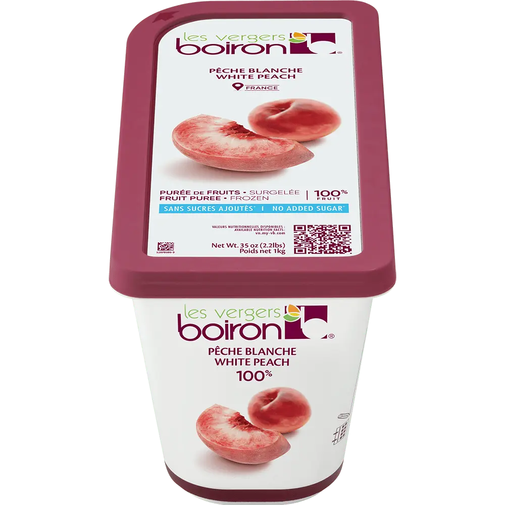 Les Vergers Boiron Donuk Beyaz Şeftali (White Peach) Püresi 1000 Gr %100 Meyve Katkı Maddesiz Şeker İlavesiz