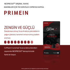 Coffeein Espresso Primein Aluminium Nespresso Kapsül Kahve 10'lu (Nespresso Uyumlu) %100 Arabica