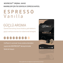 Coffeein Espresso Vanilya Aroma Aluminium Nespresso Kapsül Kahve 10'lu (Nespresso Uyumlu)