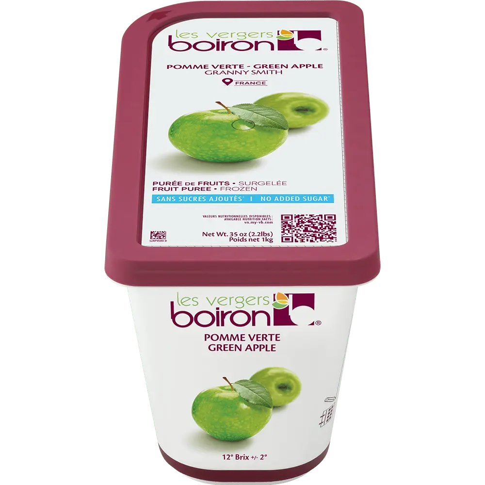 Les Vergers Boiron Donuk Yeşil Elma (Green Apple) Püresi 1000 Gr %100 Meyve Katkı Maddesiz Şeker İlavesiz