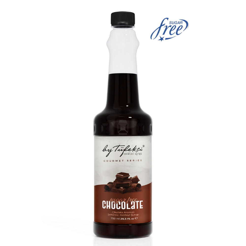 By Tüfekçi Gourmet Serıas Çikolata Aromalı Şekersiz Kokteyl, Pasta Ve Kahve Şurubu 750ML Doğal Aroma