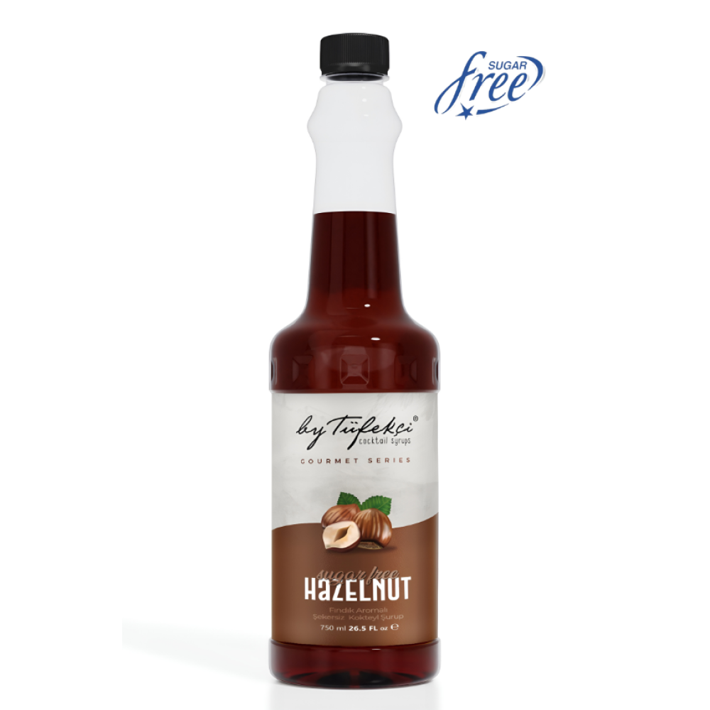 By Tüfekçi Gourmet Series Fındık Aromalı Şekersiz Kokteyl, Pasta Ve Kahve Şurubu 750 ml Doğal Aroma