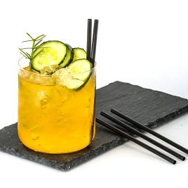 Coffeein Plastik (Kıl) İnce Kokteyl Pipeti Siyah 14 cm - 300 Adet