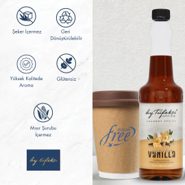 By Tüfekçi Gourmet Serıas Karamel Aromalı Şekersiz Kokteyl, Pasta Ve Kahve Şurubu 750 ML Doğal Aroma